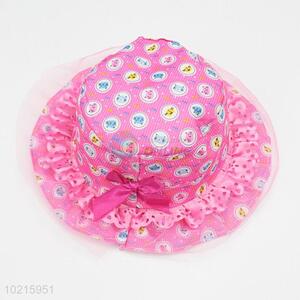Fashion Style Lace Side Bowknot Decoration Cartoon Pritned Sun Hat