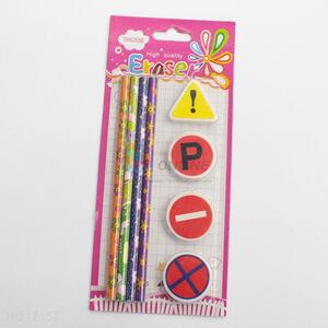 Creative rubber pencil eraser with pen