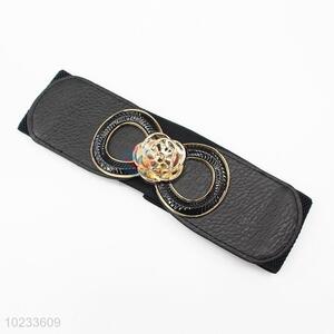 Flower Pattern Fashion Black Elastic Woven Belt