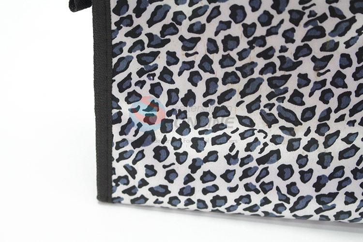 Fashion Women Satin Fabric Leopard Pattern Travel Cosmetic Bag