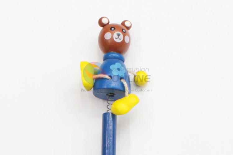 Eco-friendly Wood Pencil with Adorable Wooden Toys on Top