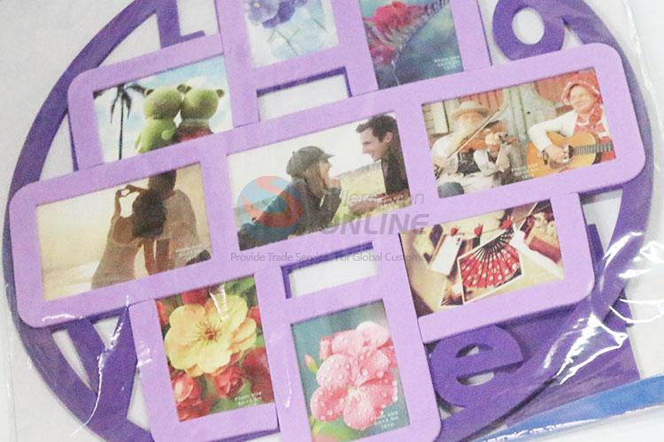 Round purple photo frame EVA wall/window sticker