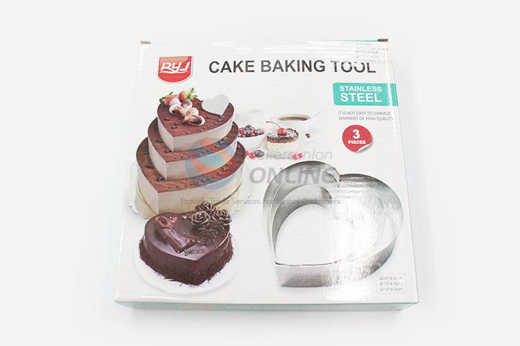 3pcs Heart Shaped Stainless Steel Cake Moulds Set