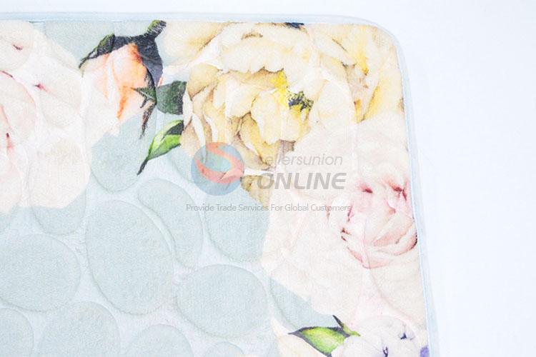 Light Blue Flower Printed Door Mat Non-slip Floor Mat