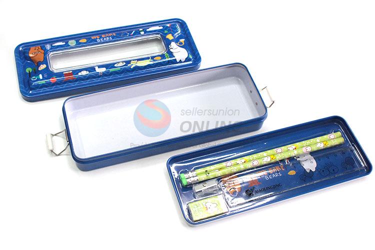 Hot Sale Dark Blue Iron Pencil Box for Student