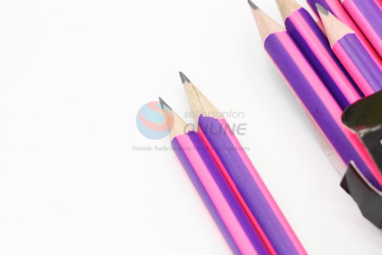 Good Quality 12pcs Triangular HB Pencils Set With Pencil Sharpener