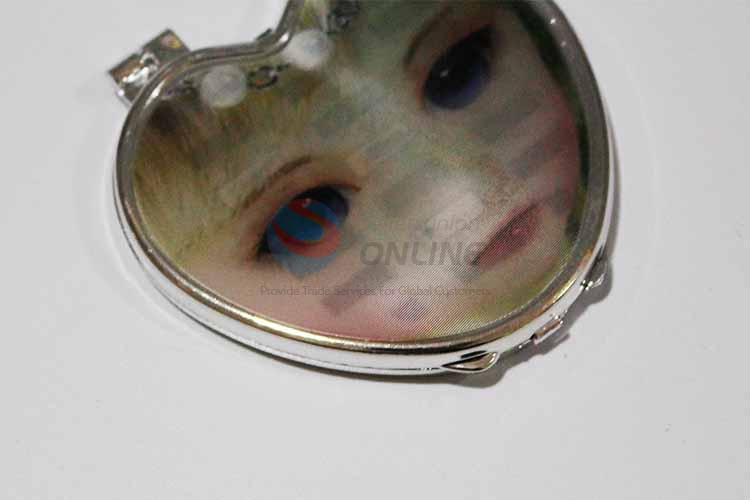 Doll Pattern Heart Shaped Double-side Portable Mirror