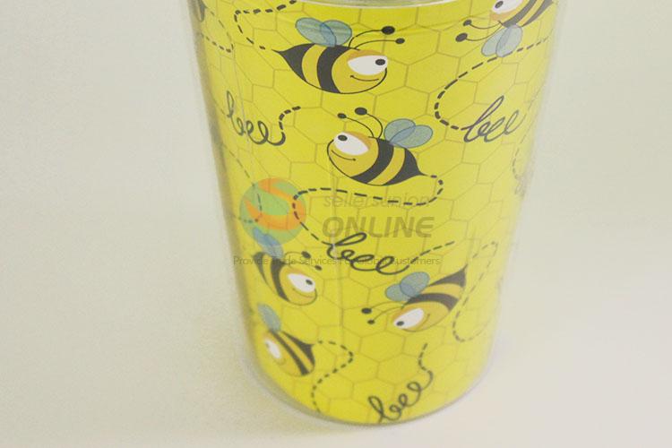 Cheap Price Plastic Yellow Color Cartoon Bee Cup with Black Straw Creative Tea Cup Potable Cup