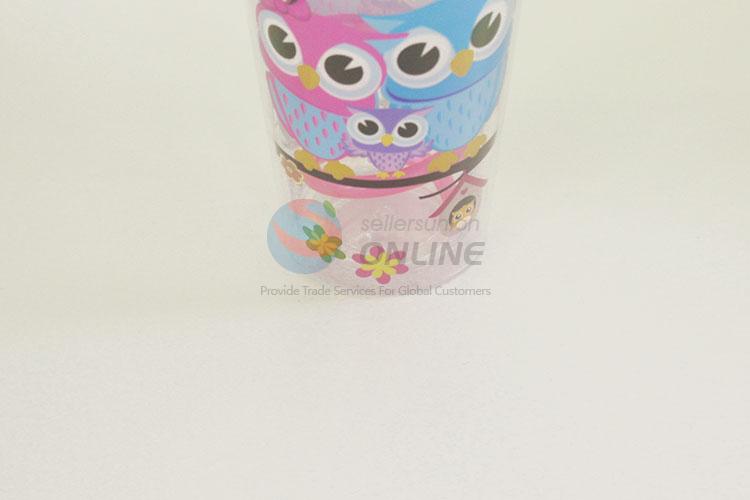 Factory Direct Cartoon Owl Family Printed Plastic Creative Fruit Juice for Summer Water Bottles Ice Plastic Cup with Straw