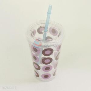 Fashion Design Plastic Bubbles Printed Cup with Straw Creative Personalized Coffee Milk Tea Cup Potable Cup