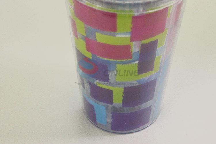 Simple Cute Cartoon Colorful Pattern Water Cup Tea Cup Plastic Cup with Straw