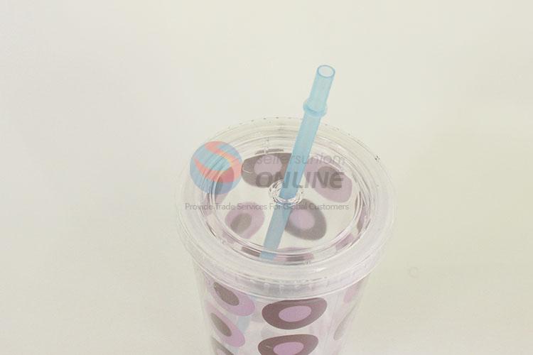 Fashion Design Plastic Bubbles Printed Cup with Straw Creative Personalized Coffee Milk Tea Cup Potable Cup