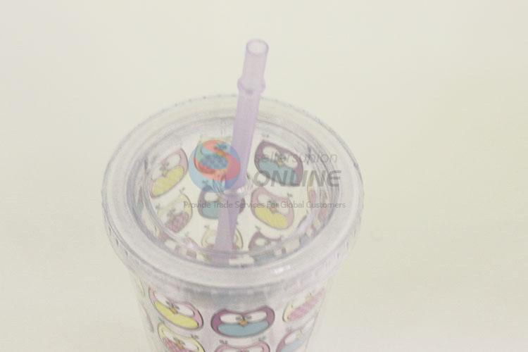 Cheap Price Plastic Cartoon Owls Cup with Straw Creative Personalized Coffee Milk Tea Cup Potable Cup