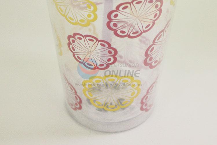 Nice Design Flowers Pattern Portable Water Bottle Water Cup with Straw