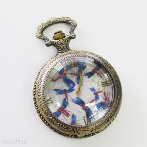Dragonfly Pattern Vintage Bronze Metal Pocket Watches