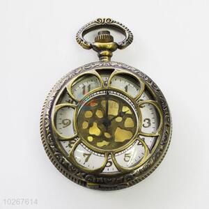 Flower Design Vintage Bronze Metal Pocket Watches