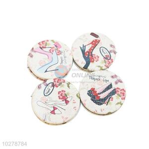 Nice High-heeled Shoes Printed Round Pocket Cosmetic Mirror for Sale