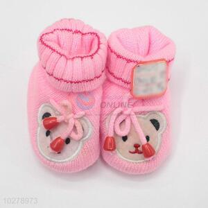 superfine pink bear baby shoes