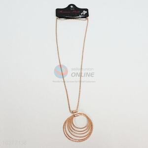 Women Golden Color Multilayer Circles Necklace