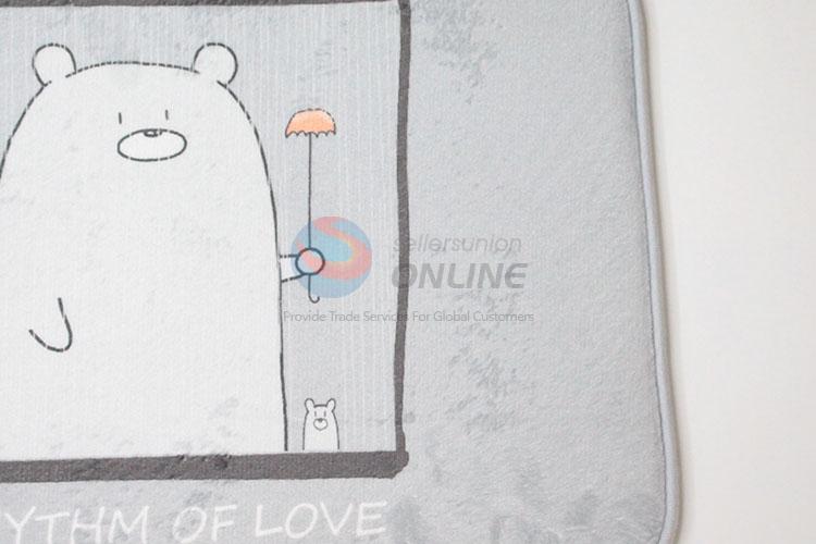 Wholesale Grey Cartoon Bear Pattern Entrance Doormats Flannel Floor Mat