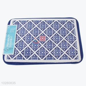 Latest Design Blue Flower Pattern Plastic Flannel Door Mat