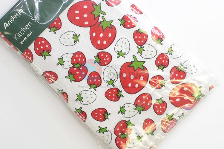 3 Pcs/Set Stawberry Pattern Apron Gloves Microwave Oven Mitt Bakeware Potholder