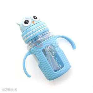 Cute Owl Shape Straw Bottle Plastic Baby Water Bottle With Handle