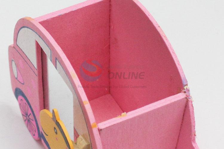 Wooden Creative Pen Storage,Cute Christmas Gift Pink Pencil Holder