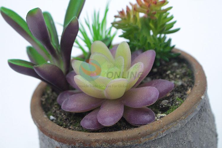 Durable fake succulent plant round flowerpot with 2 ears