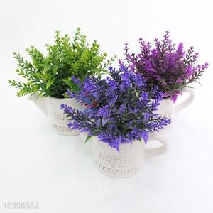 Cute kettle shaped simulation lavender bonsai