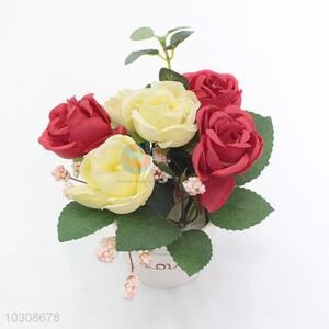 Best selling artificial rose with spiral grain flowerpot