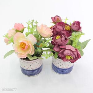 Top selling cup shaped flowerpot artificial tea rose