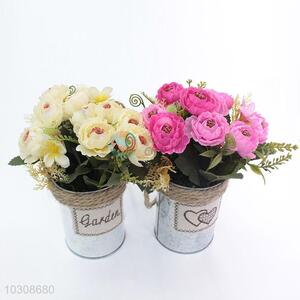 Popular promotional  artificial flower with iron flowerpot