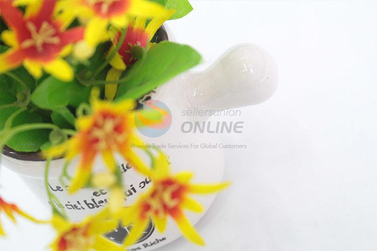 Fashion artificial flower with milk pan shape flowerpot