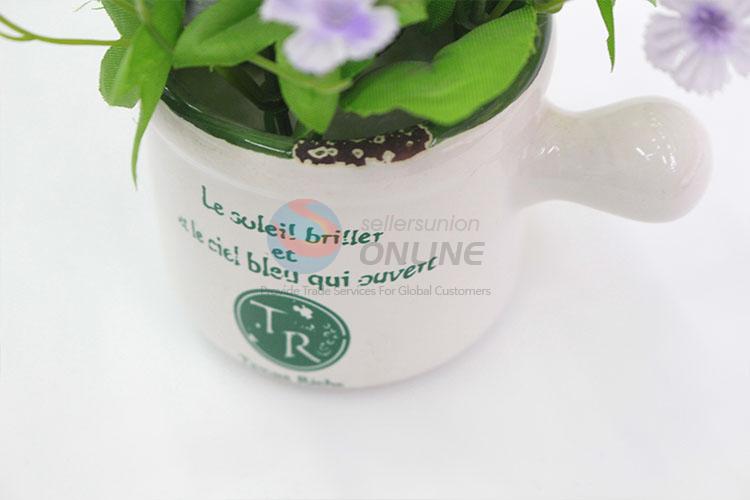 Durable artificial flower with milk pan shape flowerpot