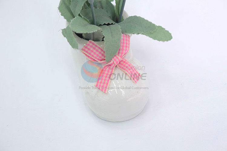 Bottom price simulation flower bonsai with shoe modelling flowerpot