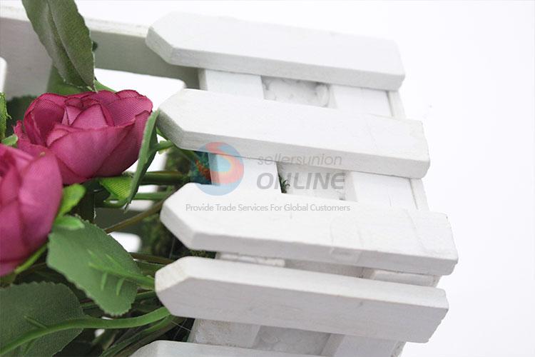 Cheap price artificial flower miniascape with wooden flowerpot for decoration