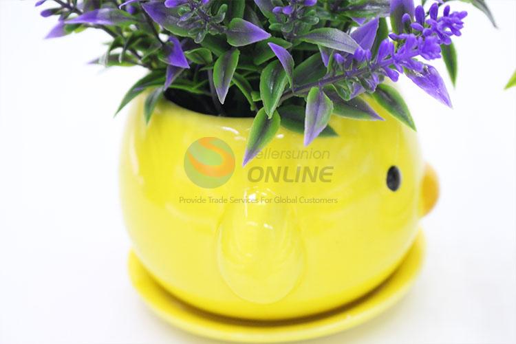 Cute Design simulation flower with cute animal shaped flowerpot