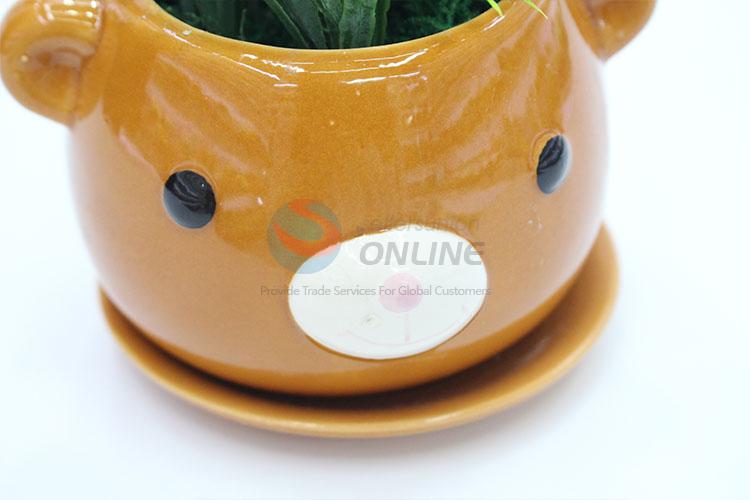 Creative Design simulation flower with cute animal shaped flowerpot