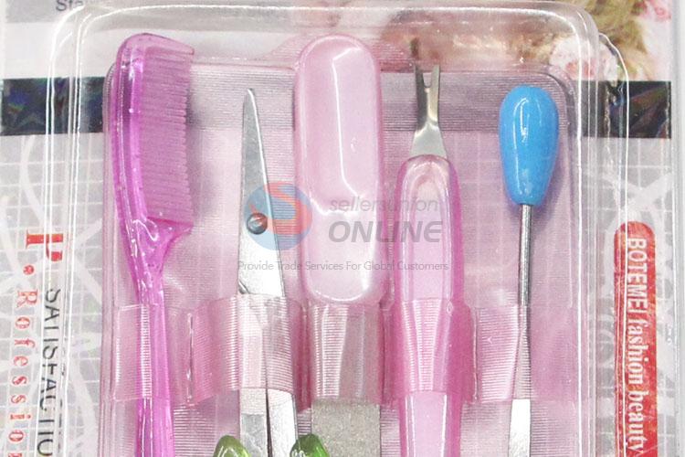 Popular Cosmetic Manicure Set Eyebrow Scissors/ Cuticle Pusher/ Nail File/ Comb