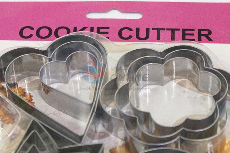 Wholesale cool heart/flower/star/round shape 12pcs biscuit moulds
