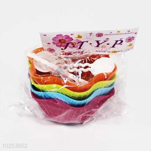 Customized cheap newest 4pcs flower shaped bowls+4pcs spoons