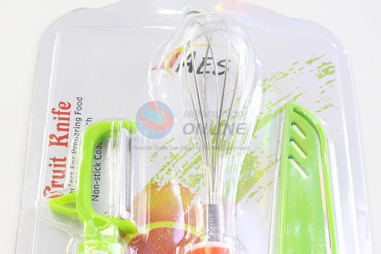 Good quality best fashionable egg whisk/fruit knife/peeler cook set