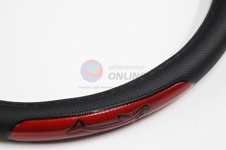 Black Colors Car Steering Wheel Cover Leather Size 38cm