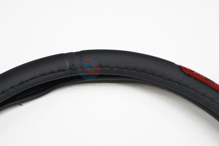 Black and Red Color Artificial Leather Car Steering Wheel Cover