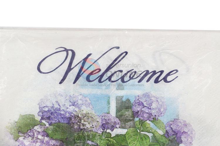 Beautiful Purple Flower Printed Square Paper Towel for Sale