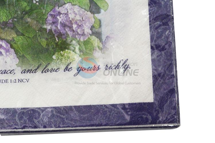 Beautiful Purple Flower Printed Square Paper Towel for Sale