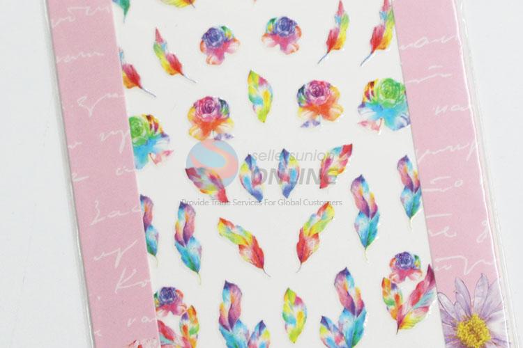 Normal best good colorful flowers&feathers nail sticker