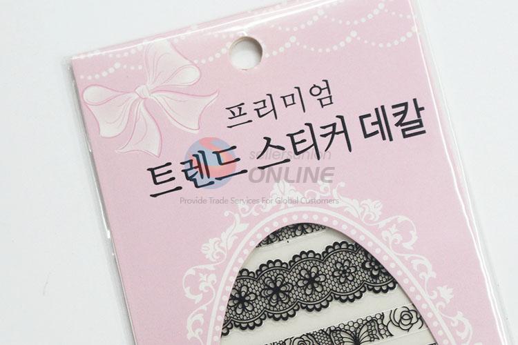 New product cheap best black lace nail sticker