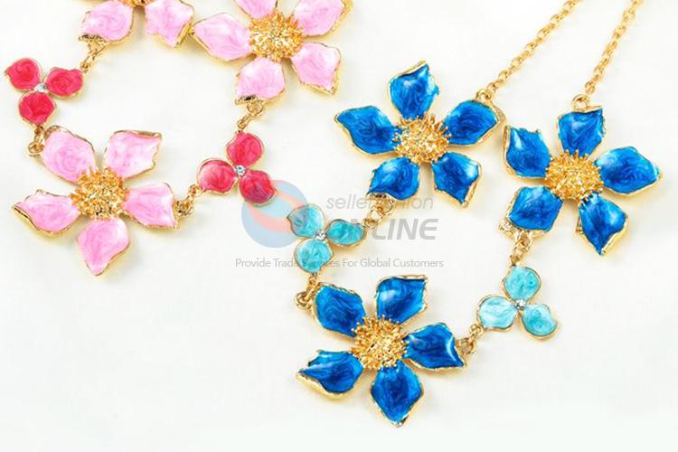 Factory sales bottom price flower enamel necklace